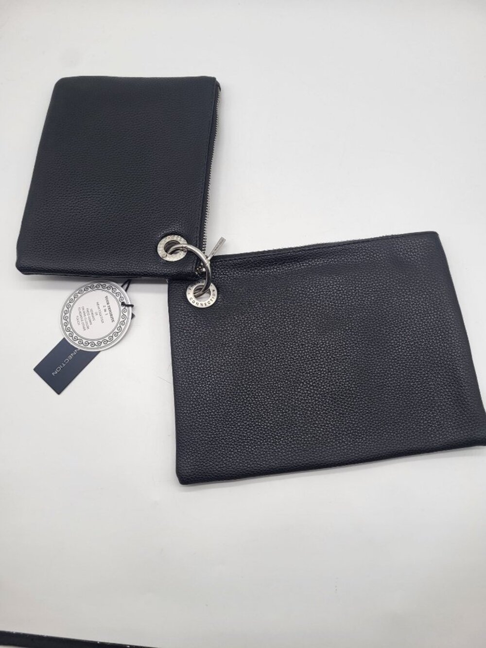 French Connection Lara Pebbled Double Pouches Travel Accessories Black - Picture 2 of 8